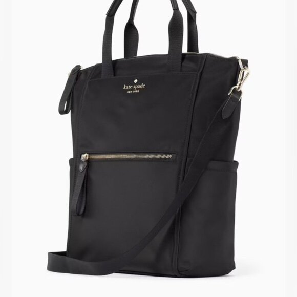 KATE SPADE CHELSEA KSNYL CONVERTIBLE BACKPACK NYLON BLACK KC520 NWT - Picture 1 of 7